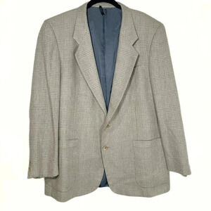 Anralfo Orsini Mens‎ 100% Silk Sport Coat Gray Plaid Size 46  2 Button Front